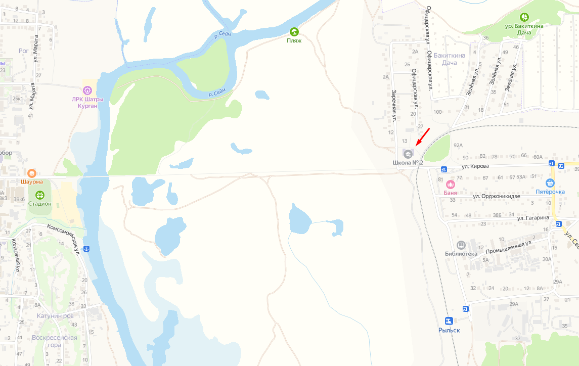 Карта местности ( г. Рыльск, МБОУ &amp;quot;РООШ №2&amp;quot;)